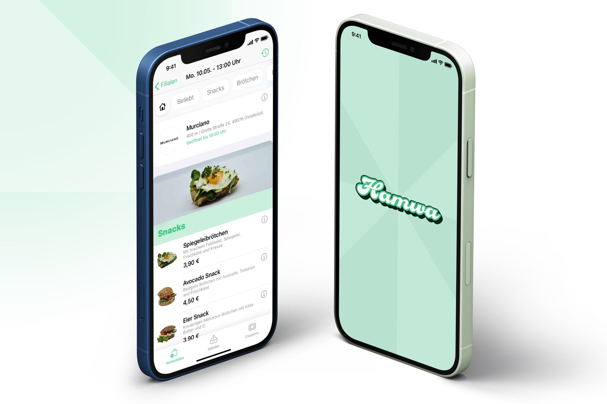 Hamwa-App auf zwei Smartphonebildschirmen